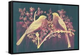 Vintage Birds (Pink)-null-Framed Stretched Canvas