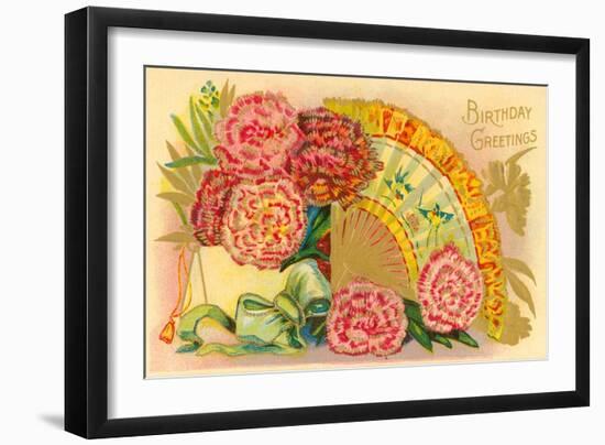 Vintage Birthday Greetings-null-Framed Art Print