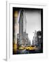 Vintage Black and White Series - Flatiron Building and Yellow Cabs - Manhattan, New York, USA-Philippe Hugonnard-Framed Photographic Print