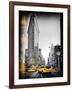 Vintage Black and White Series - Flatiron Building and Yellow Cabs - Manhattan, New York, USA-Philippe Hugonnard-Framed Photographic Print