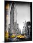 Vintage Black and White Series - Flatiron Building and Yellow Cabs - Manhattan, New York, USA-Philippe Hugonnard-Mounted Photographic Print