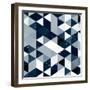 Vintage Blue and White Triangle Pattern.Geometric Hipster Retro Background with Place for Your Text-Veronika M-Framed Art Print
