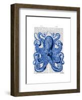 Vintage Blue Octopus 1 Front-Fab Funky-Framed Art Print