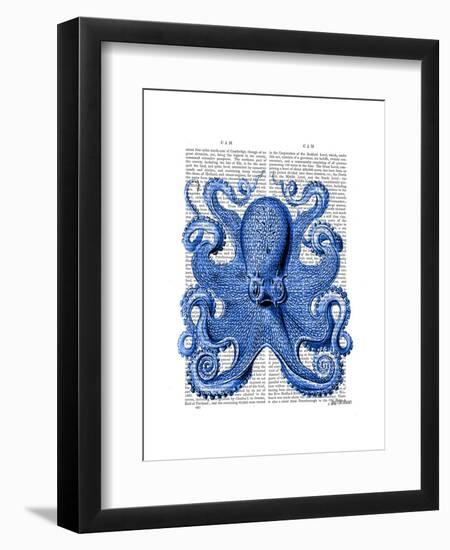 Vintage Blue Octopus 1 Front-Fab Funky-Framed Art Print