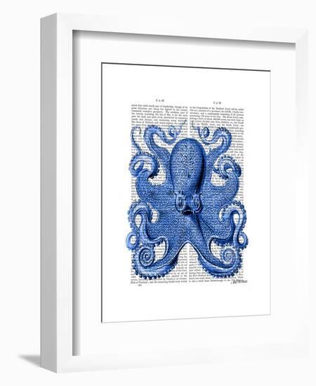 Vintage Blue Octopus 1 Front-Fab Funky-Framed Art Print