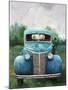 Vintage Blue Truck-null-Mounted Art Print