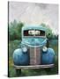 Vintage Blue Truck-null-Stretched Canvas