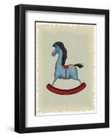 Vintage Blue Wooden Rocking Horse-Milovelen-Framed Art Print