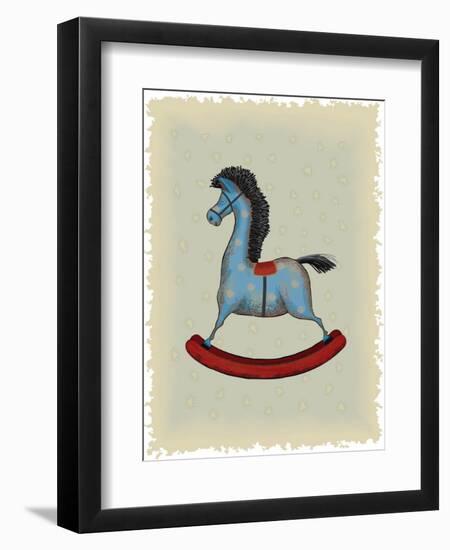 Vintage Blue Wooden Rocking Horse-Milovelen-Framed Art Print