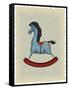 Vintage Blue Wooden Rocking Horse-Milovelen-Framed Stretched Canvas