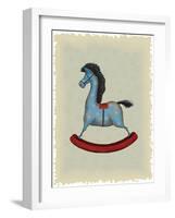 Vintage Blue Wooden Rocking Horse-Milovelen-Framed Art Print