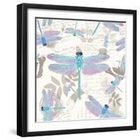 Vintage Botanicals Dragonfly Pattern Aqua-Tina Lavoie-Framed Giclee Print