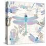 Vintage Botanicals Dragonfly Pattern Aqua-Tina Lavoie-Stretched Canvas