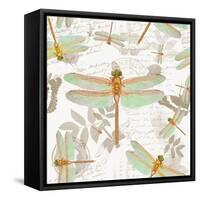 Vintage Botanicals Dragonfly Pattern Copper-Tina Lavoie-Framed Stretched Canvas