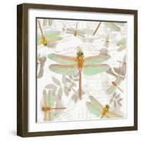 Vintage Botanicals Dragonfly Pattern Copper-Tina Lavoie-Framed Giclee Print