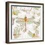 Vintage Botanicals Dragonfly Pattern Copper-Tina Lavoie-Framed Giclee Print