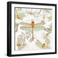 Vintage Botanicals Dragonfly Pattern Copper-Tina Lavoie-Framed Giclee Print
