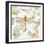 Vintage Botanicals Dragonfly Pattern Copper-Tina Lavoie-Framed Giclee Print