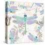 Vintage Botanicals Dragonfly Pattern Green-Tina Lavoie-Stretched Canvas