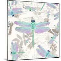 Vintage Botanicals Dragonfly Pattern Green-Tina Lavoie-Mounted Giclee Print