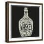 Vintage Bottle of Whiskey with Lettering.Vector Typography Design of Alcoholic Drinks-Dimonika-Framed Art Print