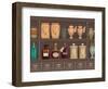 Vintage Bottles and Jars in the Pharmacy Cabinet-Milovelen-Framed Art Print