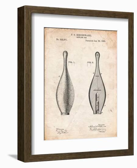 Vintage Bowling Pin Patent-Cole Borders-Framed Art Print