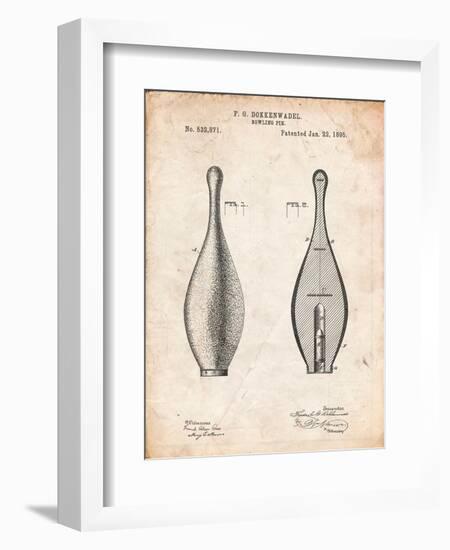 Vintage Bowling Pin Patent-Cole Borders-Framed Art Print