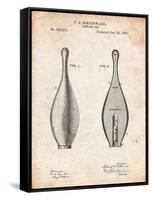 Vintage Bowling Pin Patent-Cole Borders-Framed Stretched Canvas