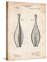 Vintage Bowling Pin Patent-Cole Borders-Stretched Canvas