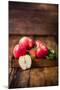 Vintage Box with Freshly Harvested Apples and Leaves-Marcin Jucha-Mounted Photographic Print