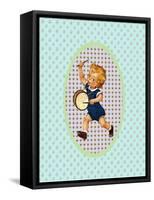 Vintage Boy with Drum-Effie Zafiropoulou-Framed Stretched Canvas