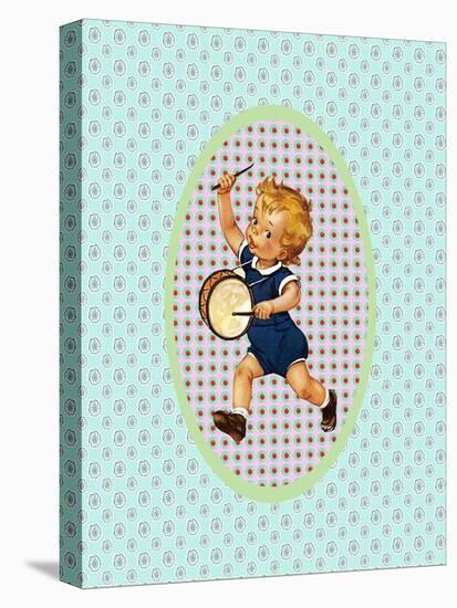 Vintage Boy with Drum-Effie Zafiropoulou-Stretched Canvas