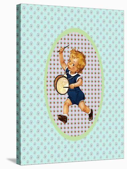 Vintage Boy with Drum-Effie Zafiropoulou-Stretched Canvas