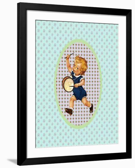 Vintage Boy with Drum-Effie Zafiropoulou-Framed Giclee Print