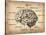 Vintage Brain Map Anatomy-NaxArt-Stretched Canvas