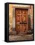 Vintage Brown Wood Medieval Door in Rural Stone House-felker-Framed Stretched Canvas