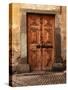 Vintage Brown Wood Medieval Door in Rural Stone House-felker-Stretched Canvas