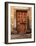 Vintage Brown Wood Medieval Door in Rural Stone House-felker-Framed Photographic Print