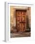 Vintage Brown Wood Medieval Door in Rural Stone House-felker-Framed Photographic Print