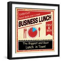 Vintage Business Lunch Grunge Poster-radubalint-Framed Art Print