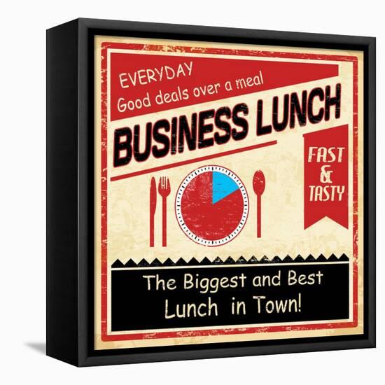 Vintage Business Lunch Grunge Poster-radubalint-Framed Stretched Canvas