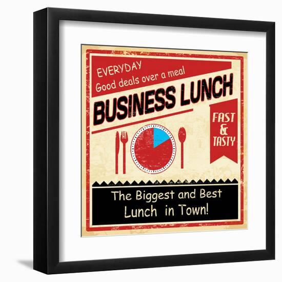 Vintage Business Lunch Grunge Poster-radubalint-Framed Art Print