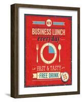 Vintage Bussiness Lunch Poster-avean-Framed Art Print