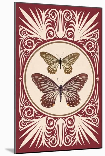 Vintage Butterfly Duo-null-Mounted Art Print