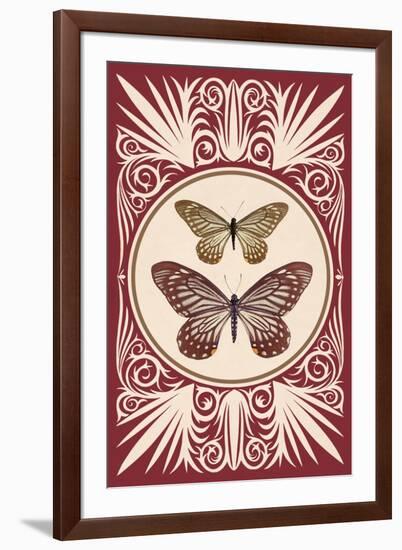 Vintage Butterfly Duo-null-Framed Art Print