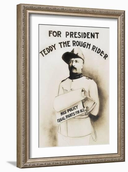 Vintage campaign poster of Theodore Roosevelt.-Vernon Lewis Gallery-Framed Art Print