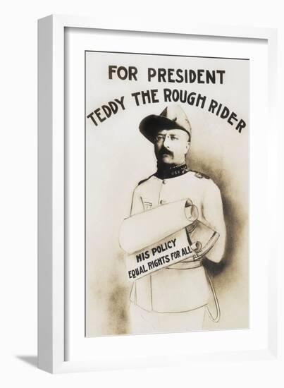 Vintage campaign poster of Theodore Roosevelt.-Vernon Lewis Gallery-Framed Art Print