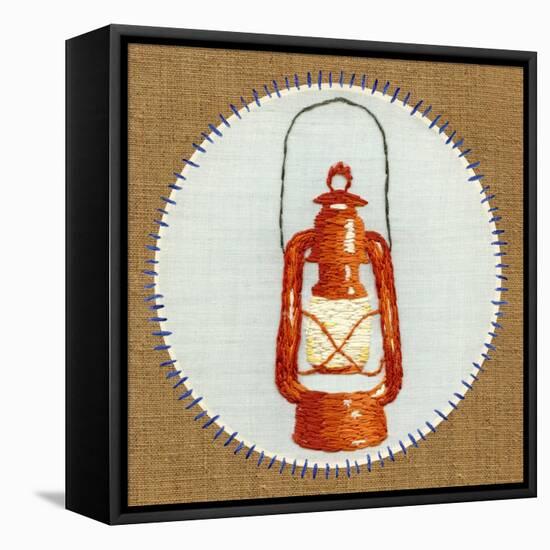 Vintage Camping Embroidery B-THE Studio-Framed Stretched Canvas