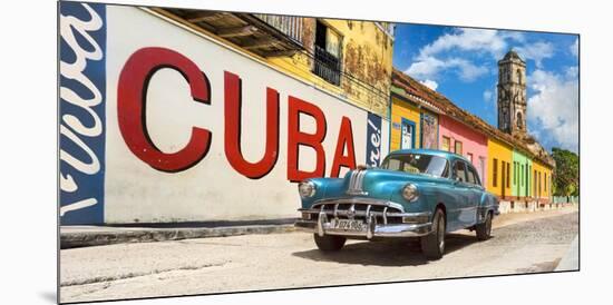 Vintage car and mural, Cuba-Pangea Images-Mounted Giclee Print